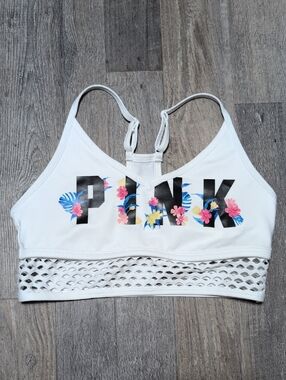 Victoria's Secret PINK White Racerback Sports Bra
